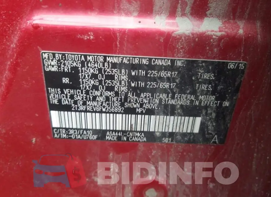2T3RFREV6FW356892 Photo# 14