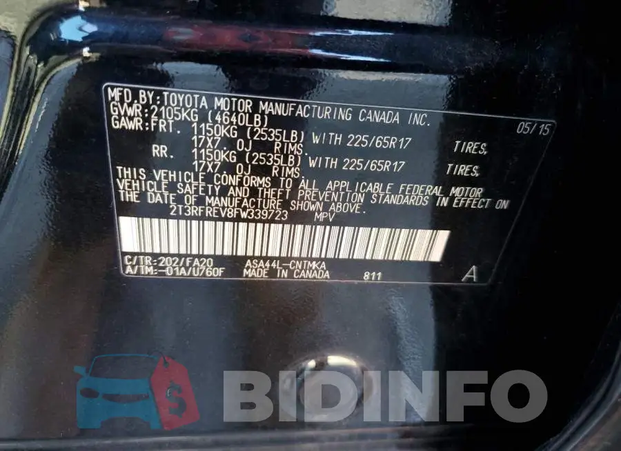 2T3RFREV8FW339723 Photo# 14