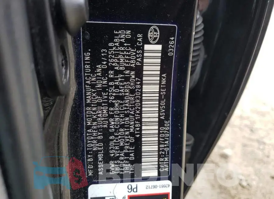 4T4BF1FK2DR302847 Photo# 10