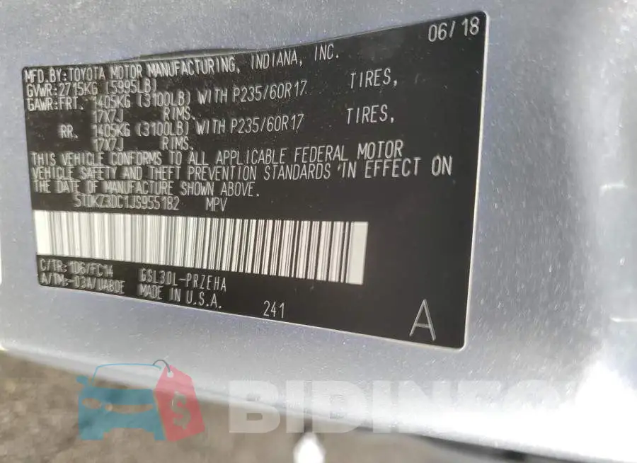 5TDKZ3DC1JS955182 Photo# 13