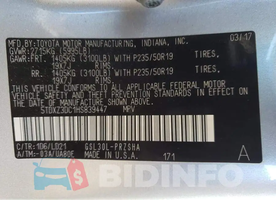 5TDXZ3DC1HS839447 Photo# 10