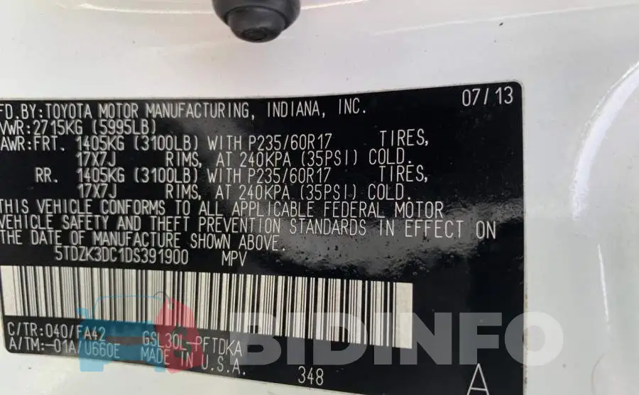 5TDZK3DC1DS391900 Photo# 10