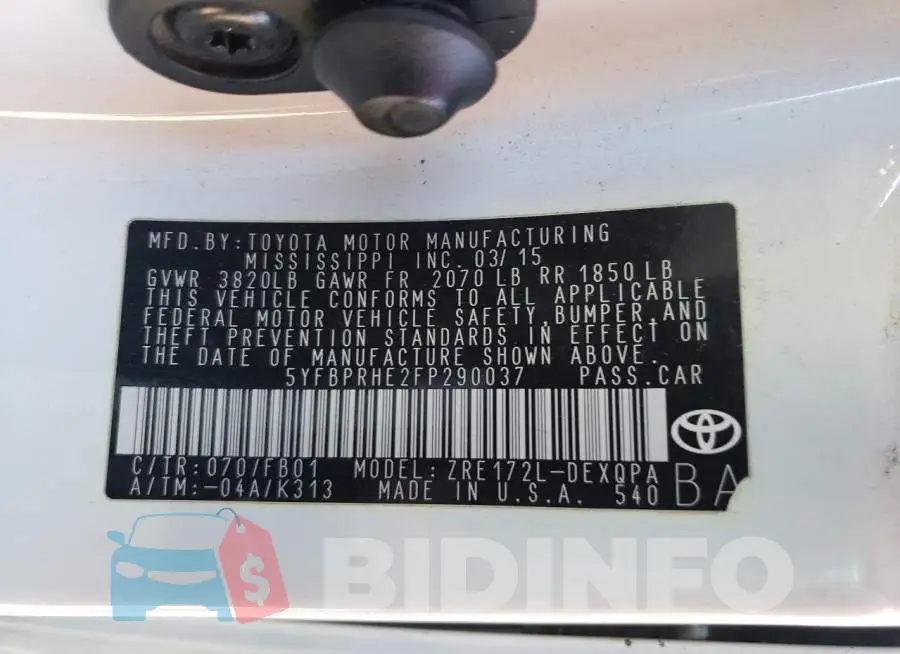 5YFBPRHE2FP290037 Photo# 12