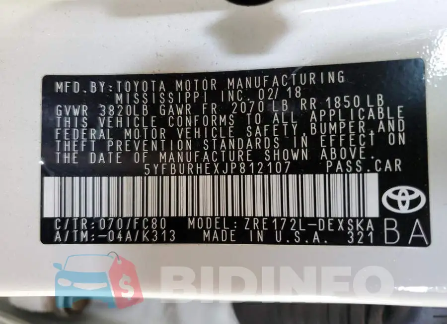 5YFBURHEXJP812107 Photo# 12