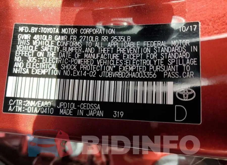 JTDBVRBD2HA003356 Photo# 12