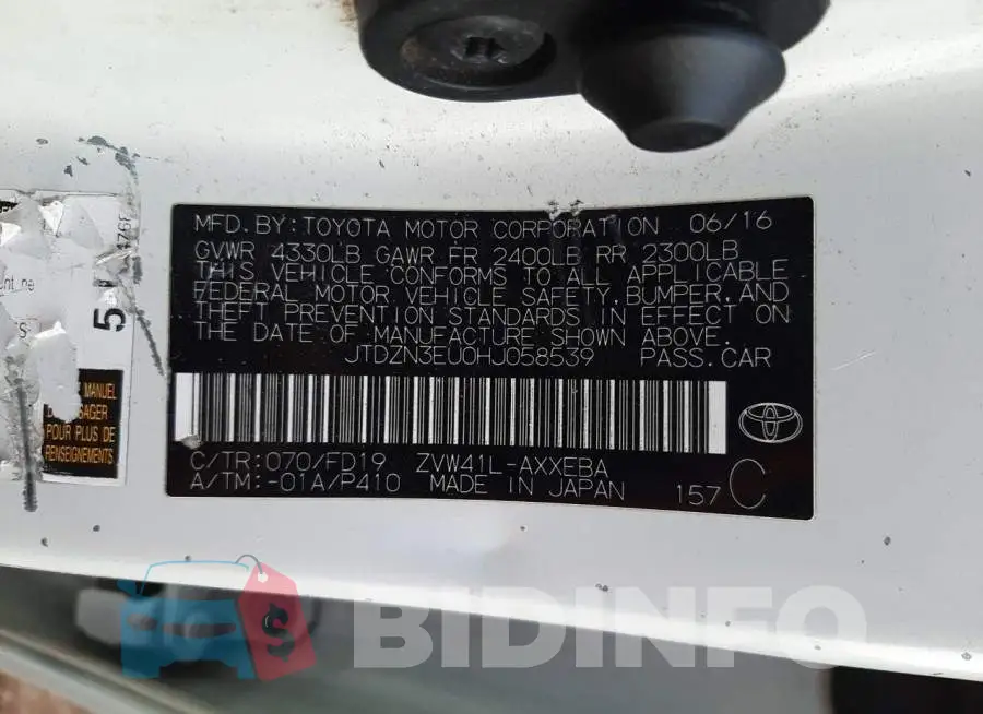 JTDZN3EU0HJ058539 Photo# 12