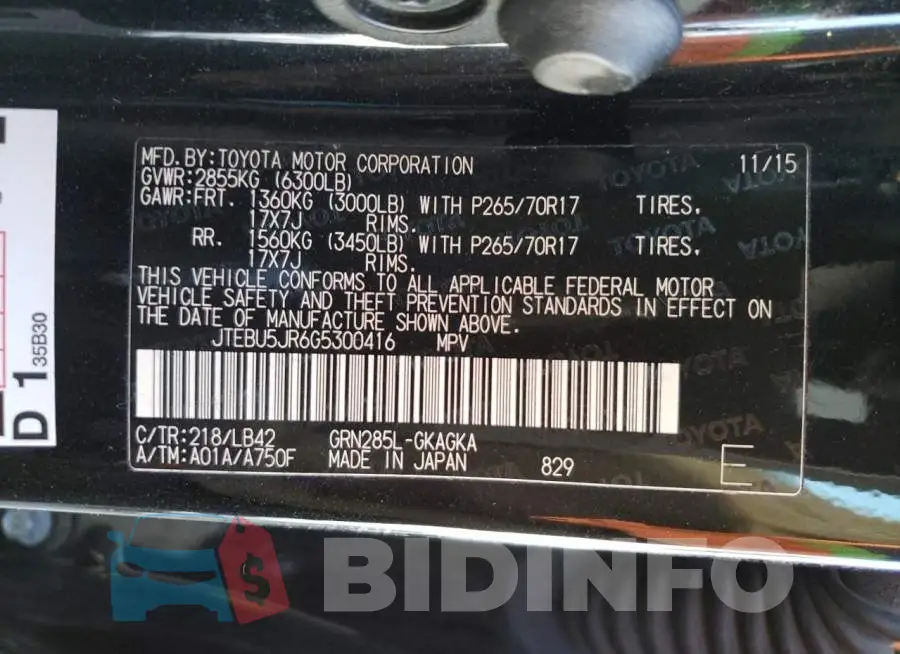 JTEBU5JR6G5300416 Photo# 13