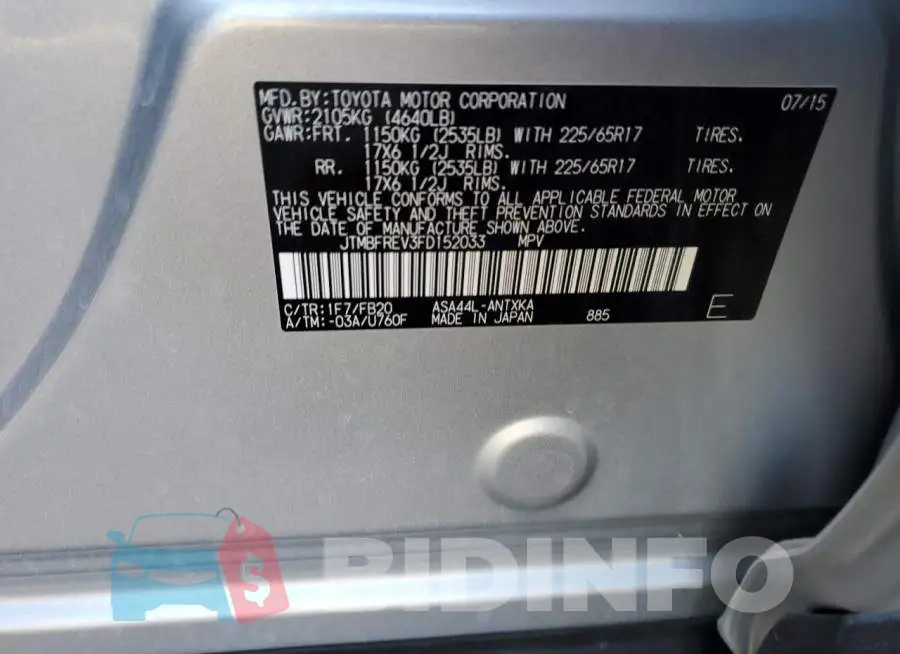 JTMBFREV3FD152033 Photo# 12