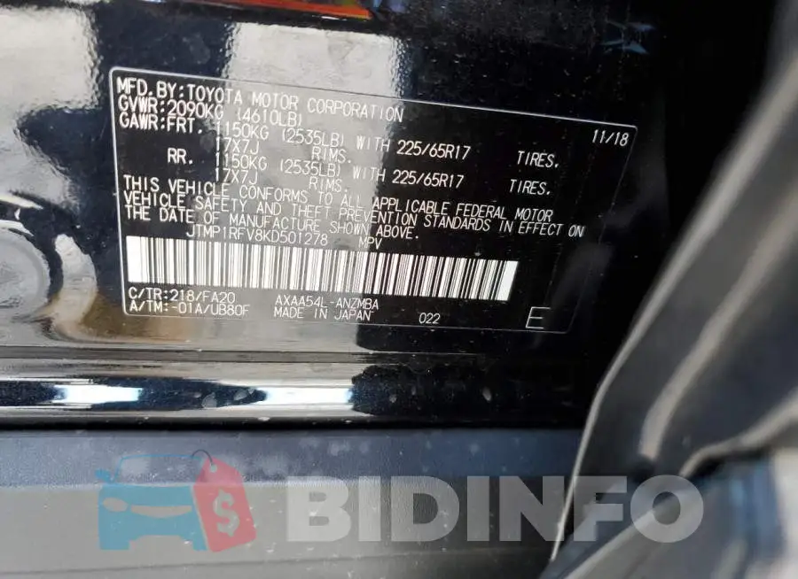 JTMP1RFV8KD501278 Photo# 10