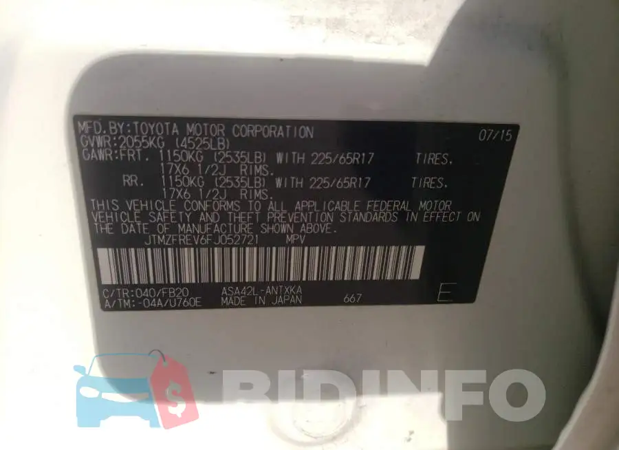 JTMZFREV6FJ052721 Photo# 14