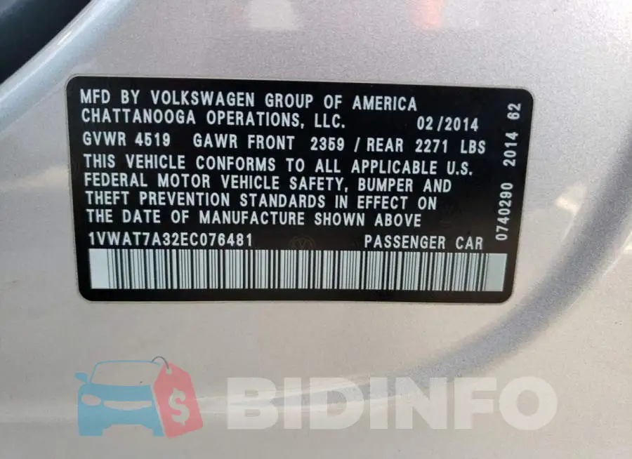 1VWAT7A32EC076481 Photo# 12