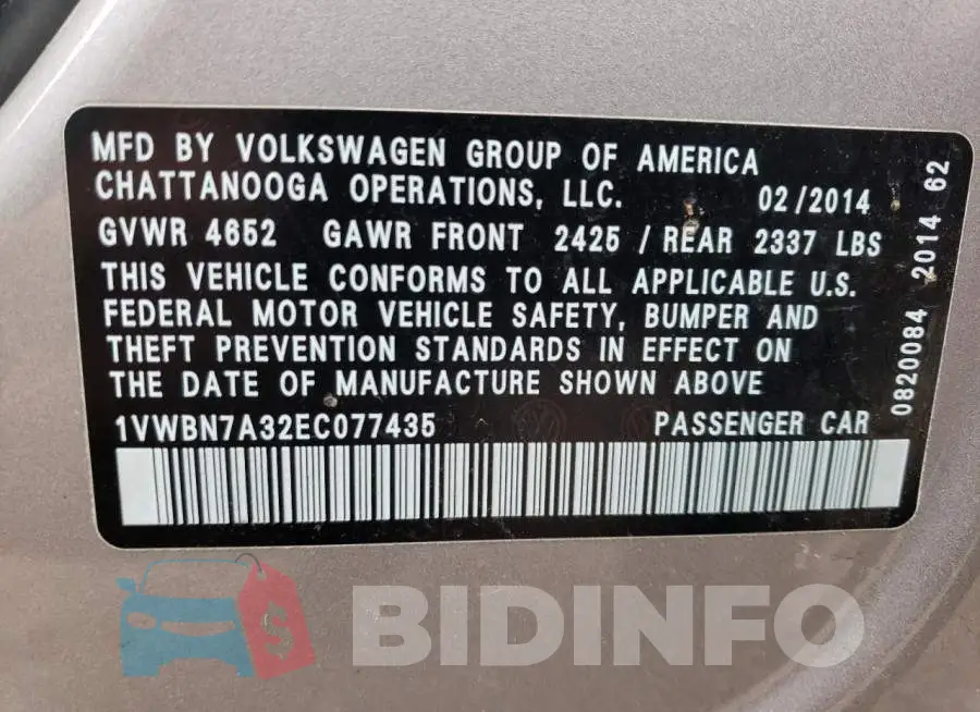 1VWBN7A32EC077435 Photo# 12