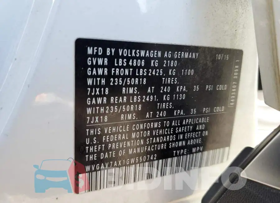 WVGAV7AX1GW550742 Photo# 13
