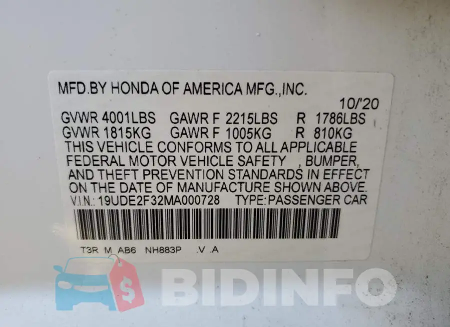 19UDE2F32MA000728 Photo# 12