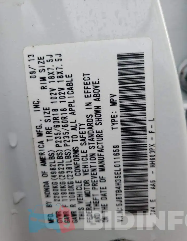 5J8TB4H35EL011659 Photo# 12