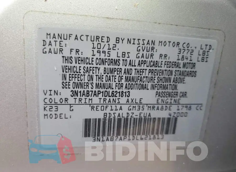 3N1AB7AP1DL621813 Photo# 12