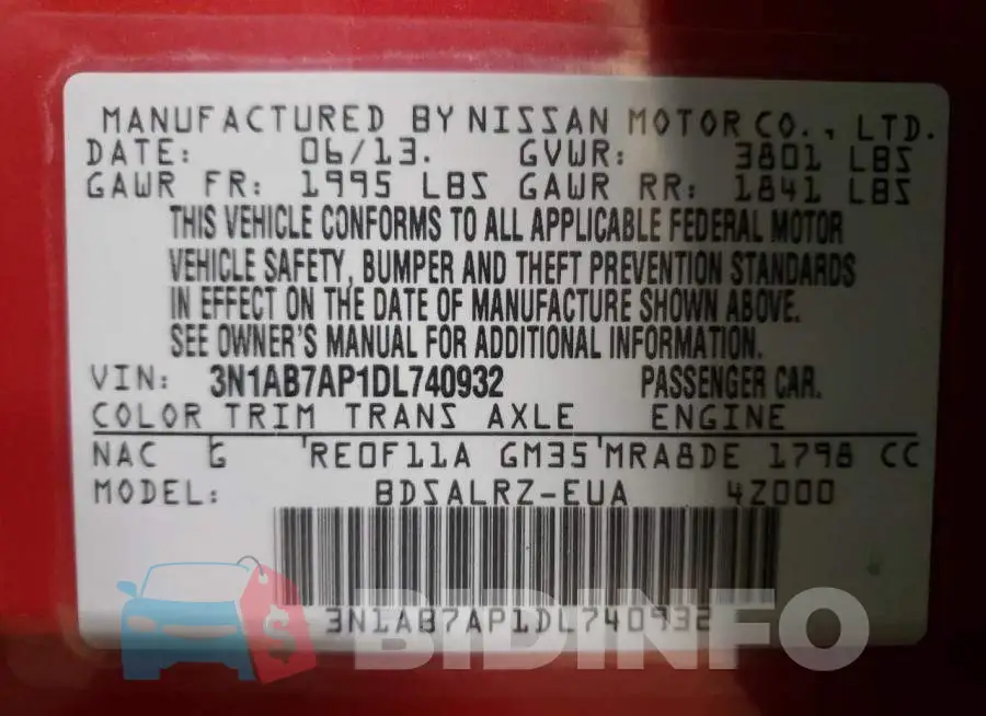 3N1AB7AP1DL740932 Photo# 10