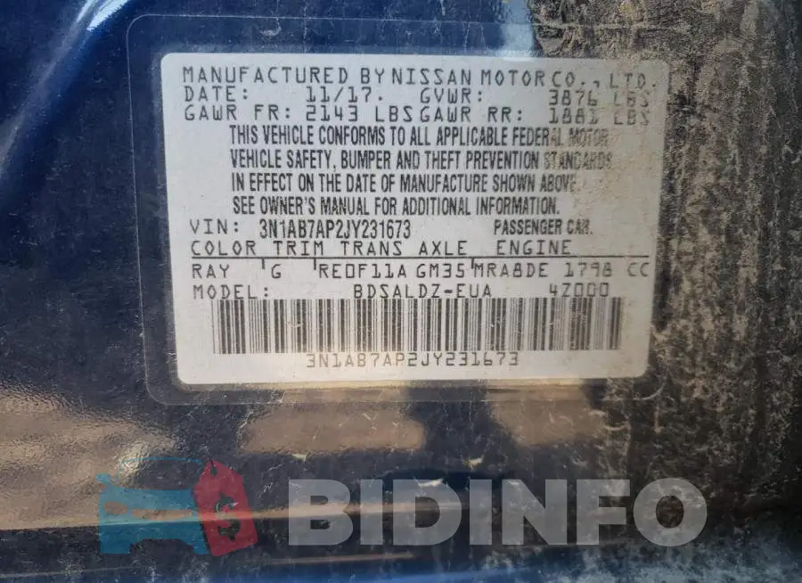 3N1AB7AP2JY231673 Photo# 12