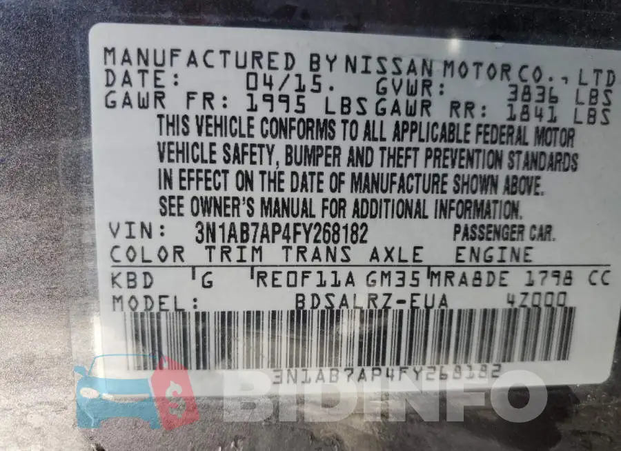 3N1AB7AP4FY268182 Photo# 12
