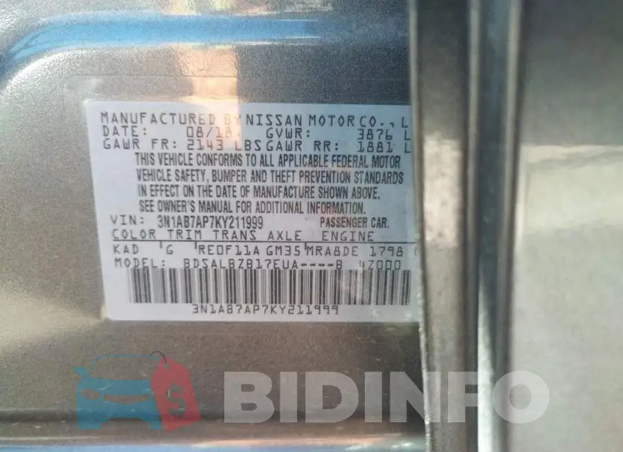3N1AB7AP7KY211999 Photo# 10