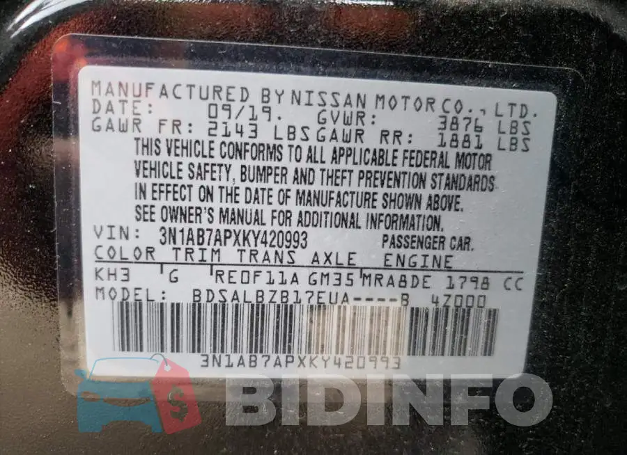 3N1AB7APXKY420993 Photo# 12