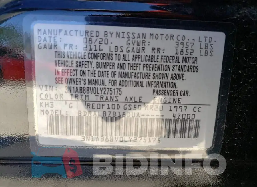 3N1AB8BV0LY275175 Photo# 12