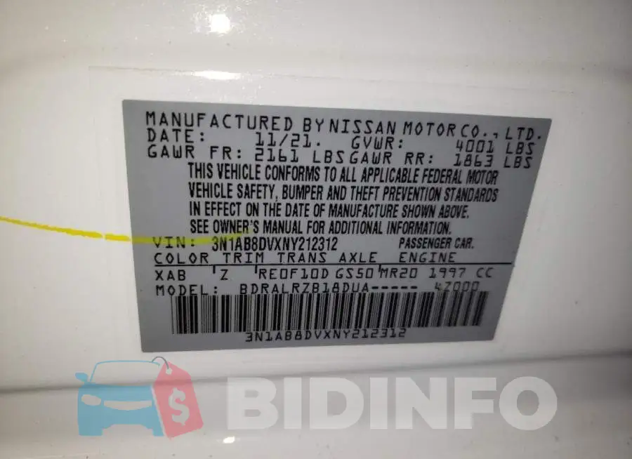 3N1AB8DVXNY212312 Photo# 12