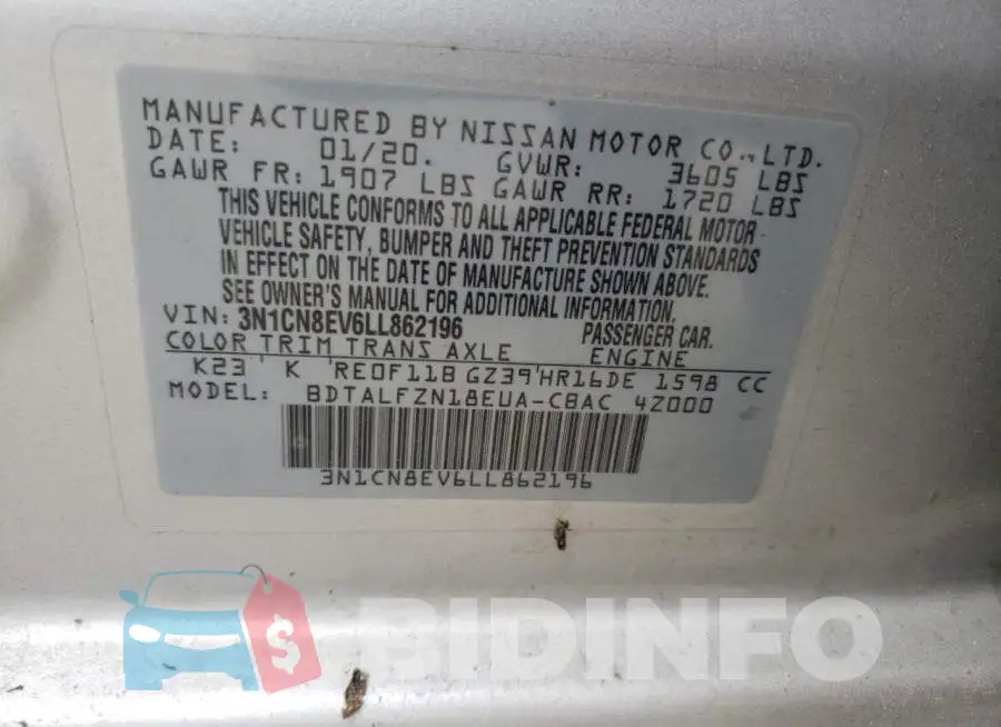 3N1CN8EV6LL862196 Photo# 13