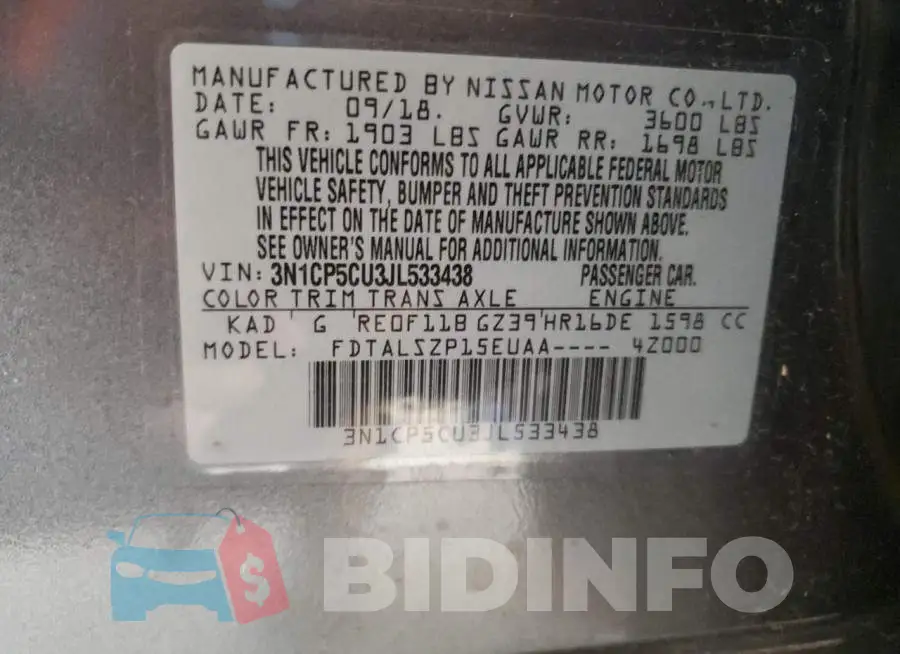 3N1CP5CU3JL533438 Photo# 10