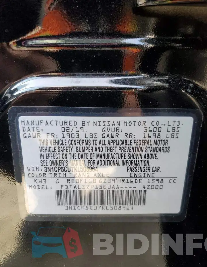3N1CP5CU7KL508964 Photo# 10