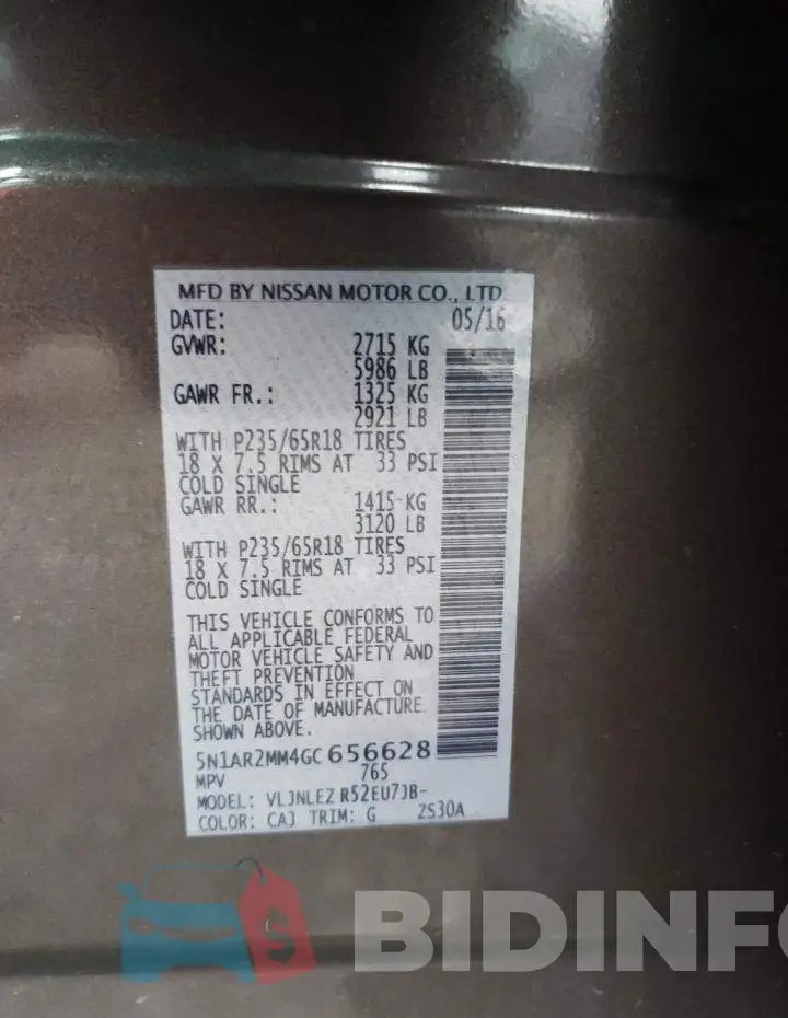 5N1AR2MM4GC656628 Photo# 13