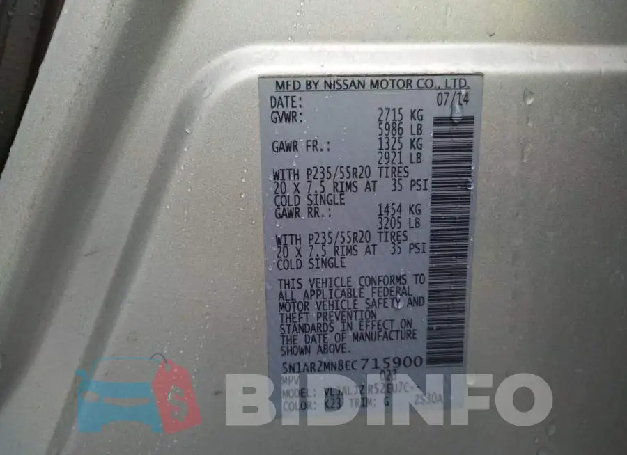 5N1AR2MN8EC715900 Photo# 10