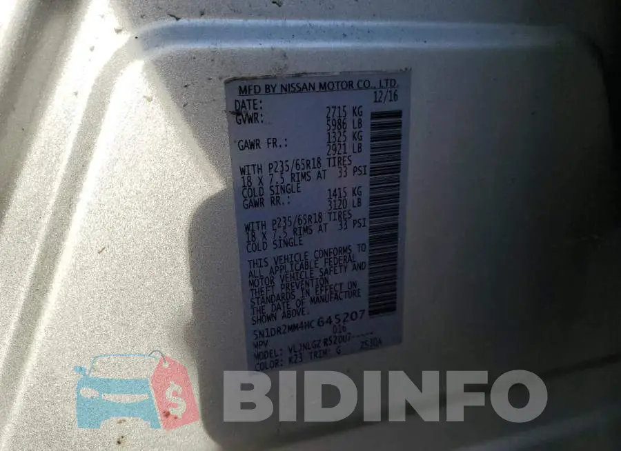 5N1DR2MM4HC645207 Photo# 13