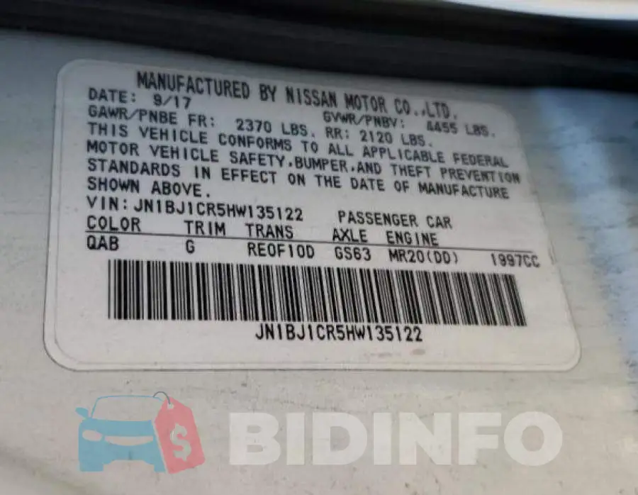 JN1BJ1CR5HW135122 Photo# 13