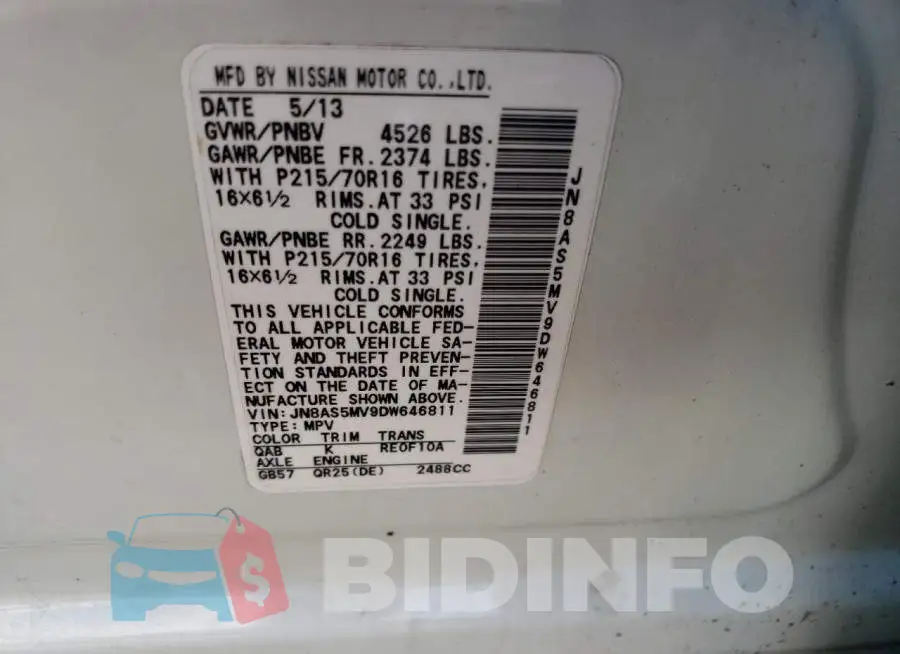 JN8AS5MV9DW646811 Photo# 10