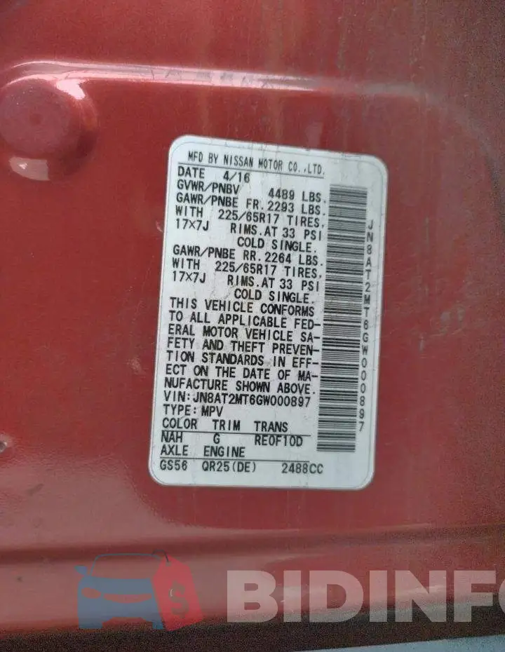 JN8AT2MT6GW000897 Photo# 12