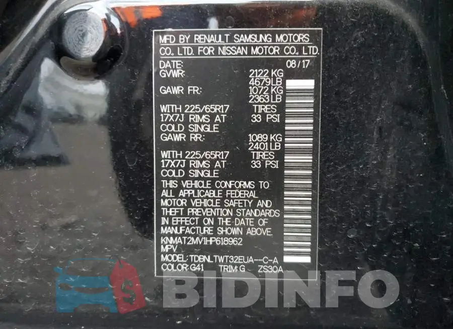KNMAT2MV1HP618962 Photo# 13