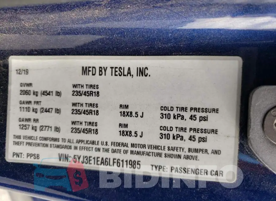 5YJ3E1EA6LF611985 Photo# 10