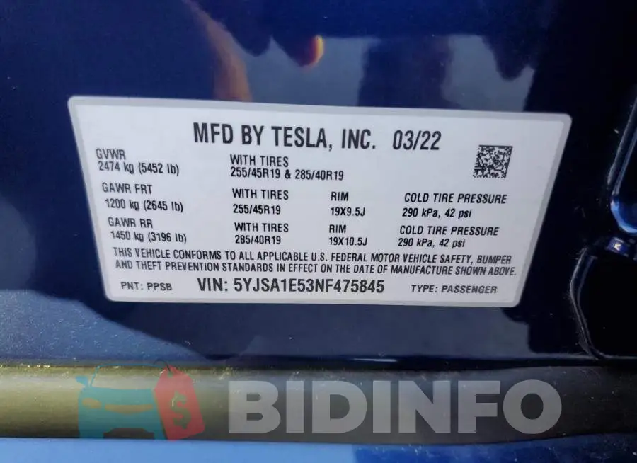 5YJSA1E53NF475845 Photo# 10