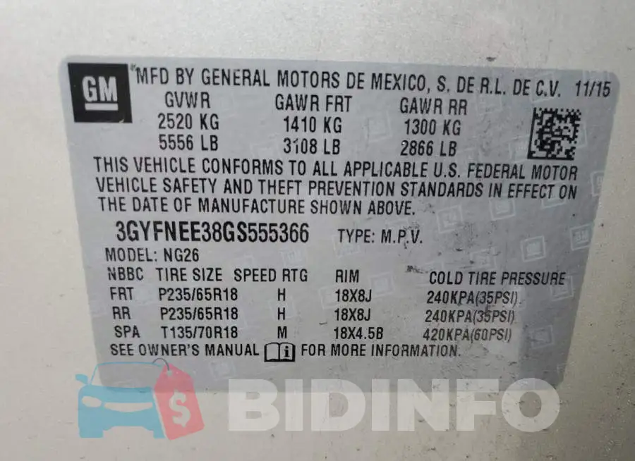 3GYFNEE38GS555366 Photo# 13
