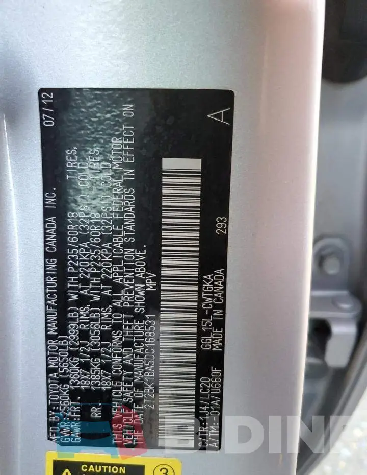 2T2BK1BA5DC168531 Photo# 13