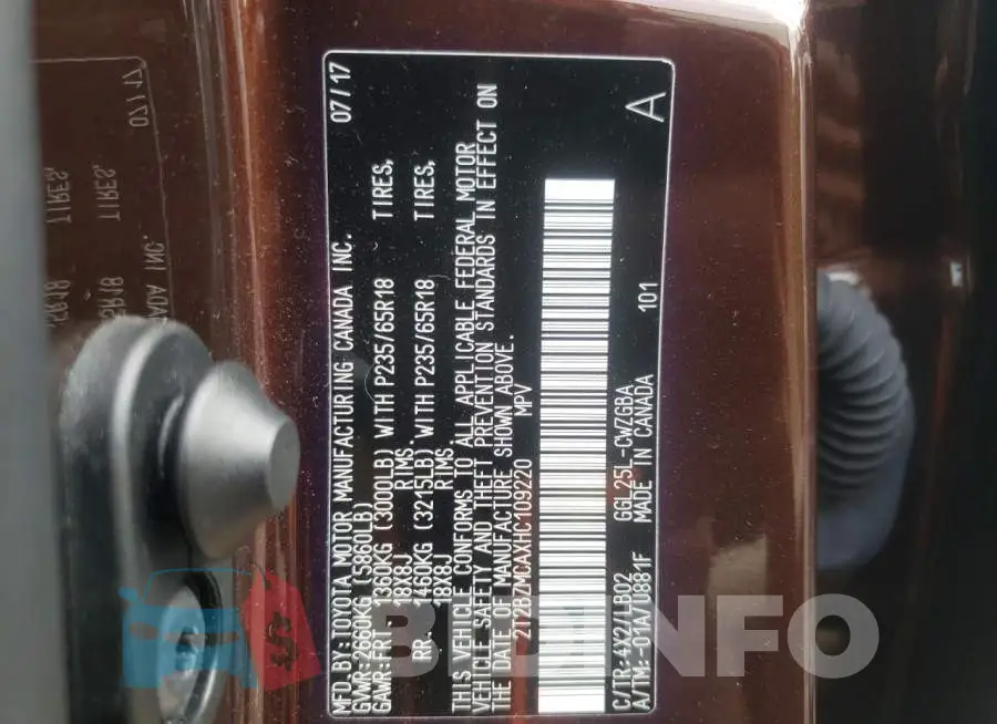 2T2BZMCAXHC109220 Photo# 10