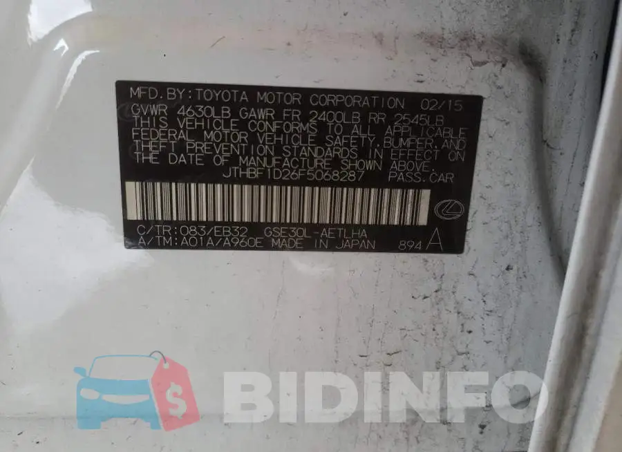 JTHBF1D26F5068287 Photo# 12