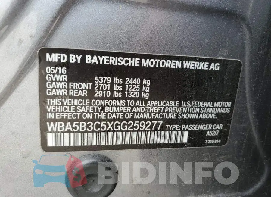 WBA5B3C5XGG259277 Photo# 12