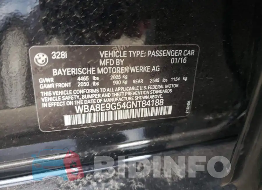 WBA8E9G54GNT84188 Photo# 12