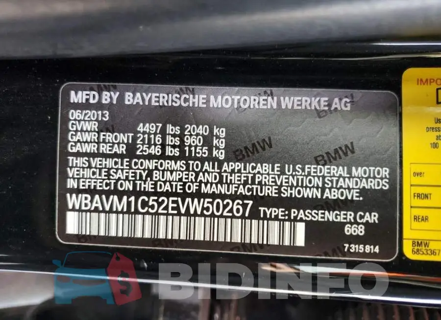 WBAVM1C52EVW50267 Photo# 12