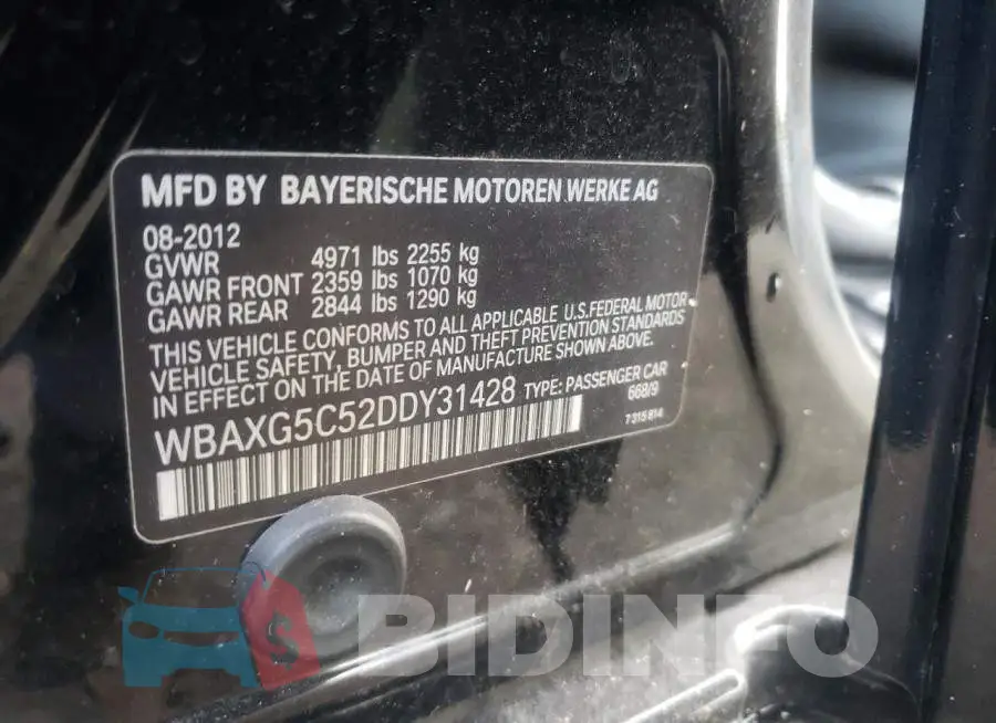 WBAXG5C52DDY31428 Photo# 12