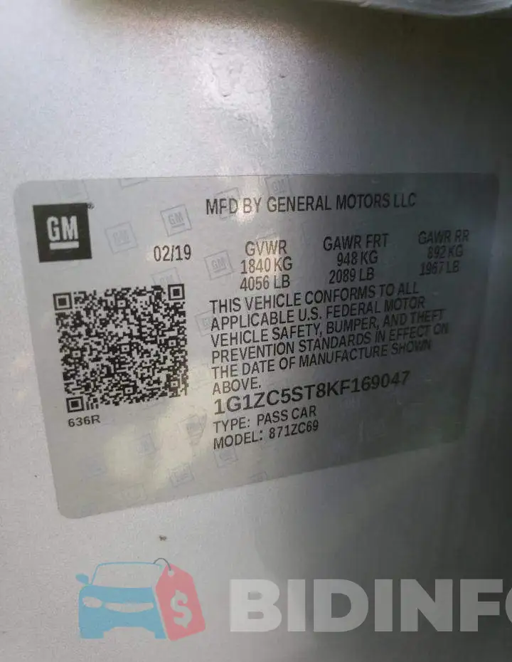 1G1ZC5ST8KF169047 Photo# 10