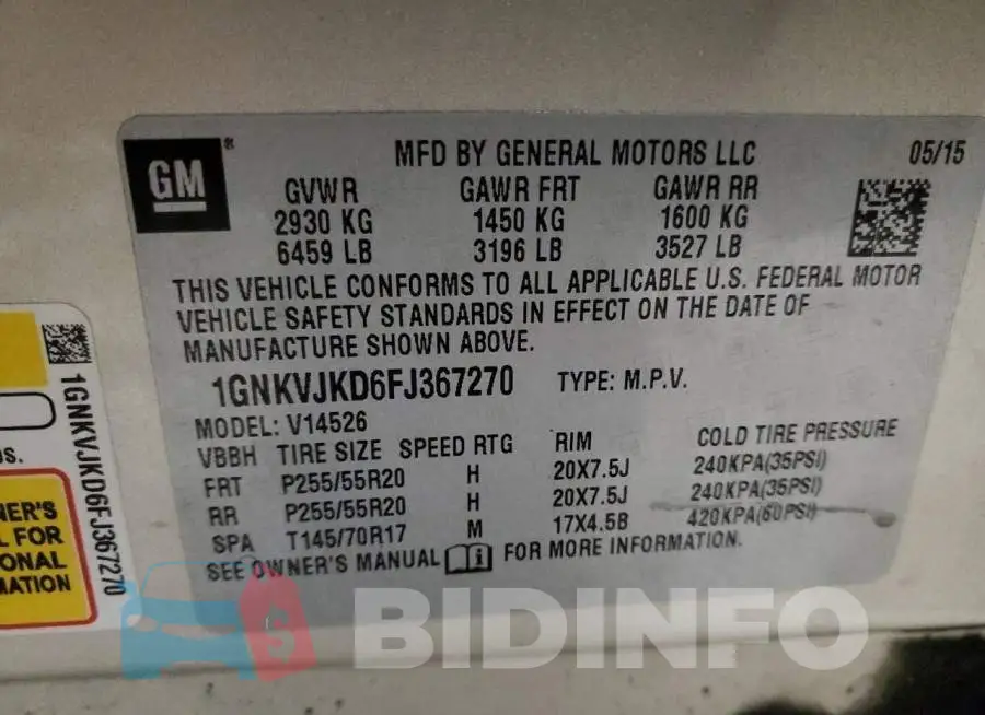 1GNKVJKD6FJ367270 Photo# 13
