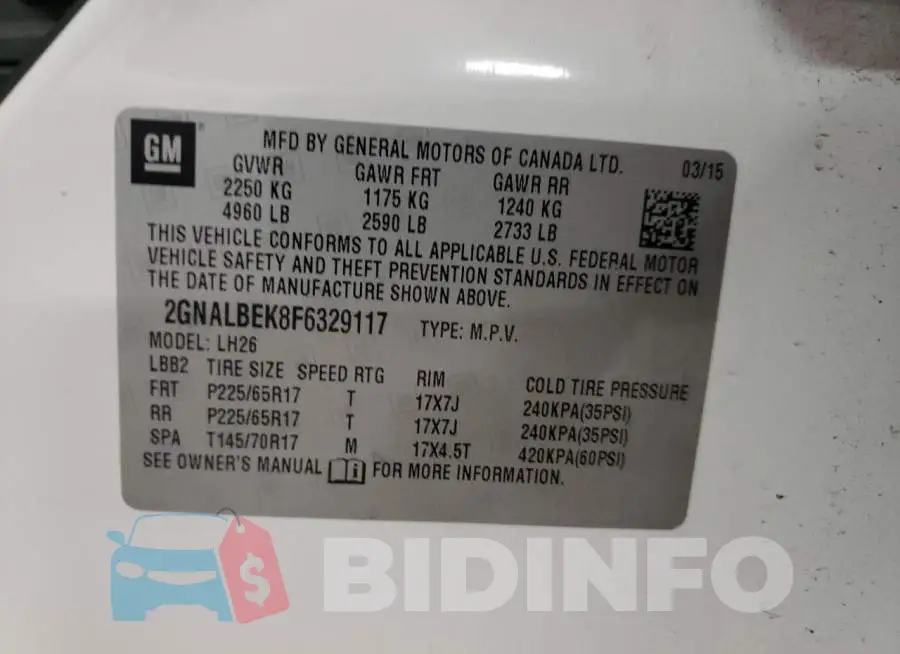 2GNALBEK8F6329117 Photo# 10